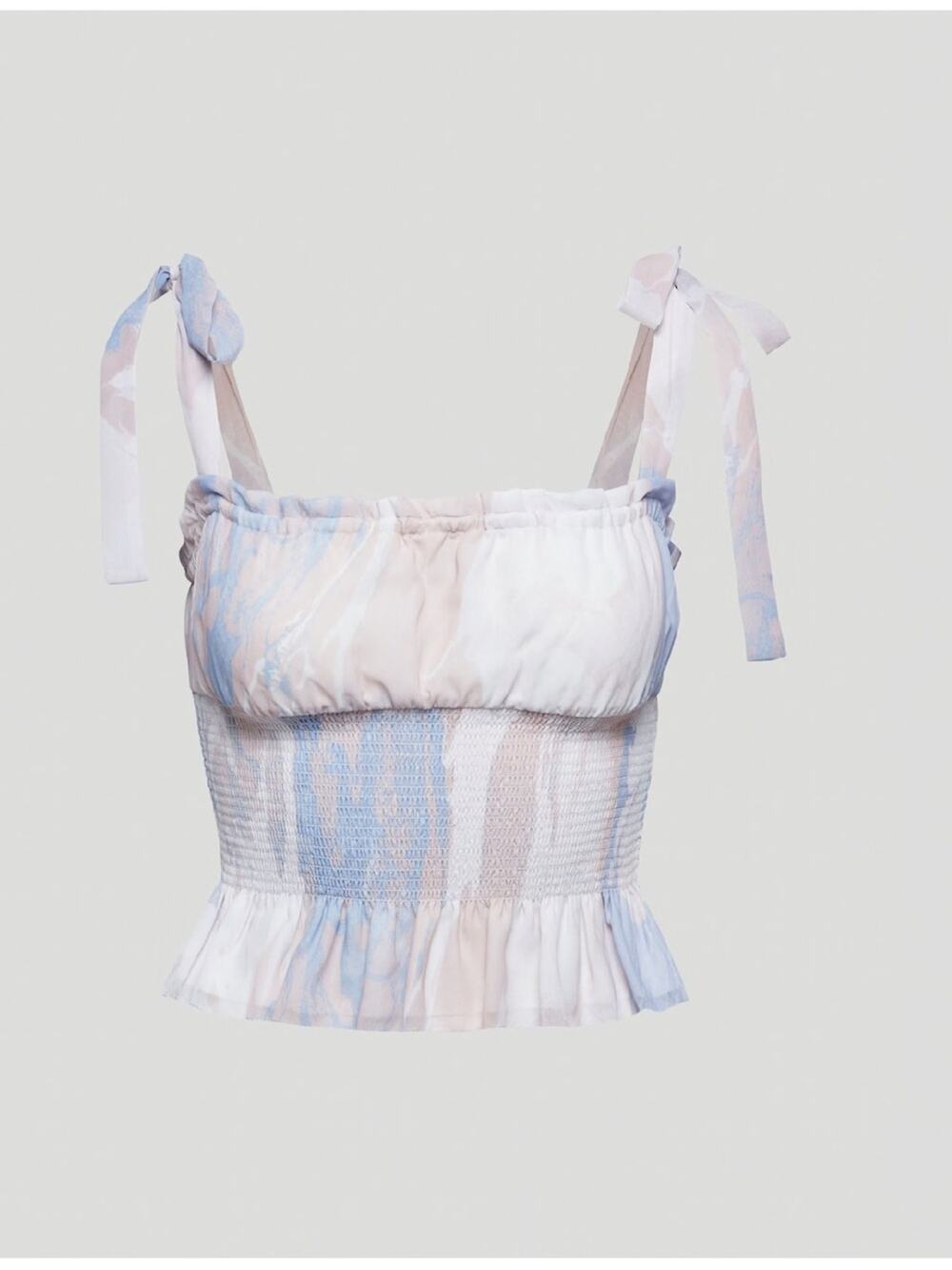 Wilfred Ballad Smocked Square Neck Camisole in a Marble Print, Size 2XS